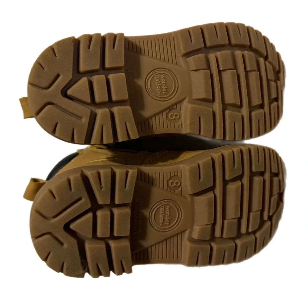 Wonder Nation Kids Tan Work Boots Memory Foam Side Zip WM67754-423 Size 8